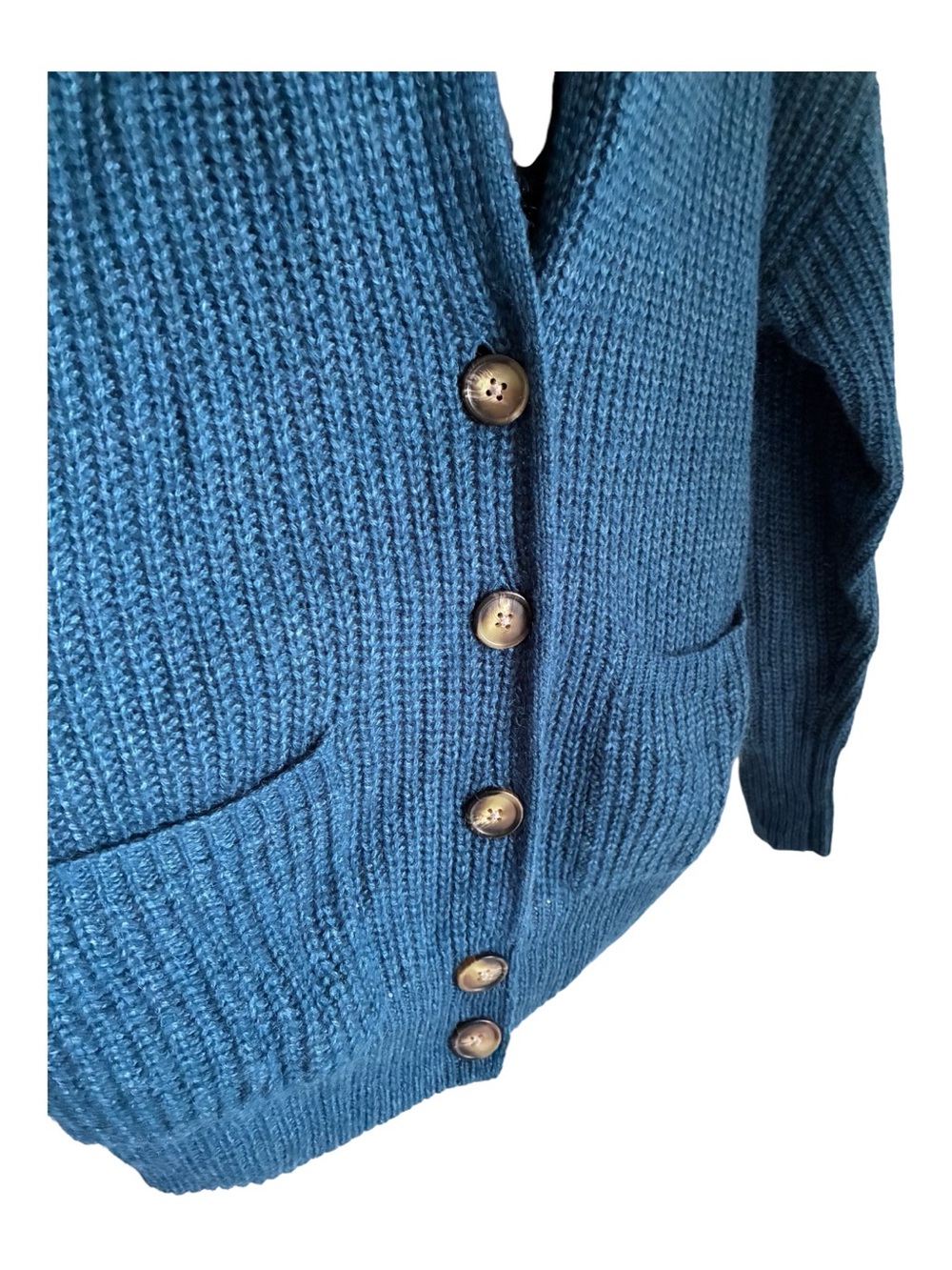 VTG Moda International 2000s Victoria's Secret Cozy Teal Chunky Cardigan Sz M - Picture 2 of 7